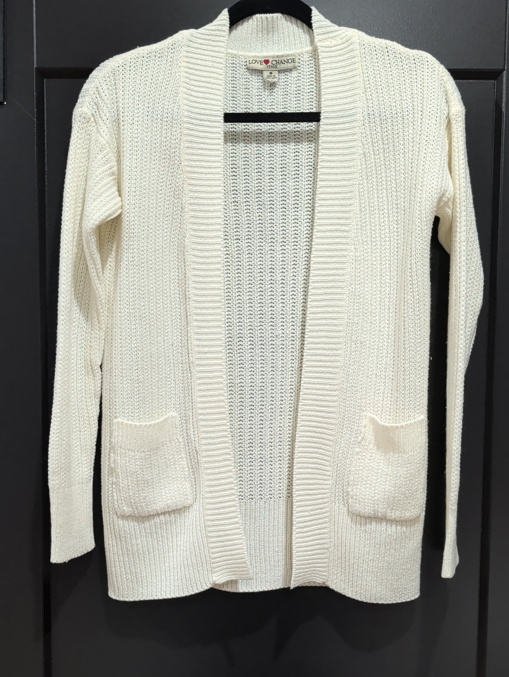 Cream Open-Front Pocket Cardigan